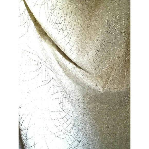 Designer White Fabric Drape Curtain One Panel Stitch Lines Abstract Pattern New